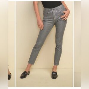 Joseph Ribkoff Silver Shimmer Cropped Ankle Jeans